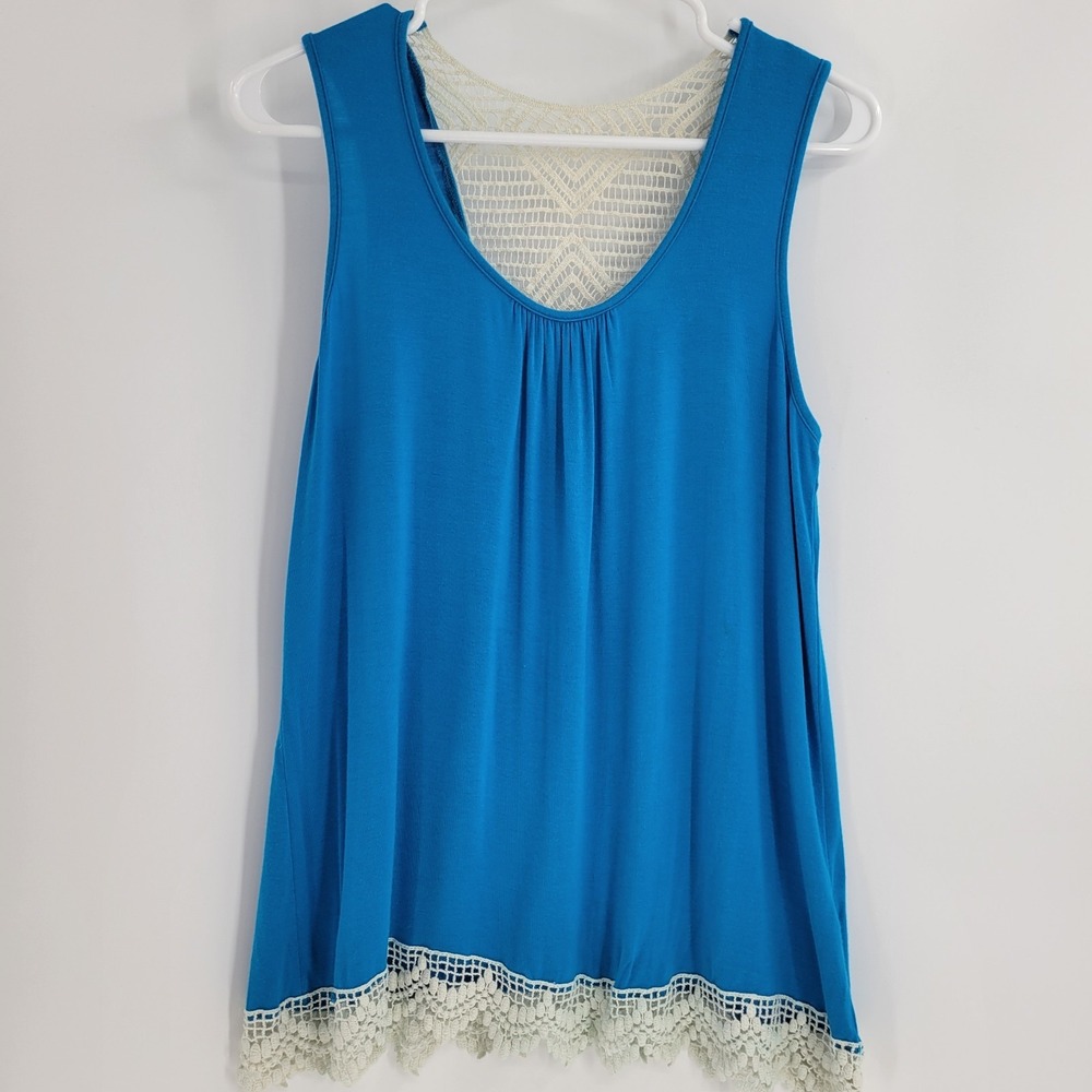 Papermoon by Stitch Fix Womens Short Sleeve Rayon/Spandex‎ Crochet Blue Size M